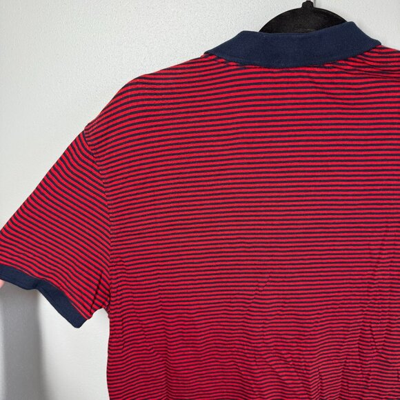 NWT JC Penny Polo Shirt Mens Large Red/Blue Striped Short Sleeve Casual - Picture 6 of 10